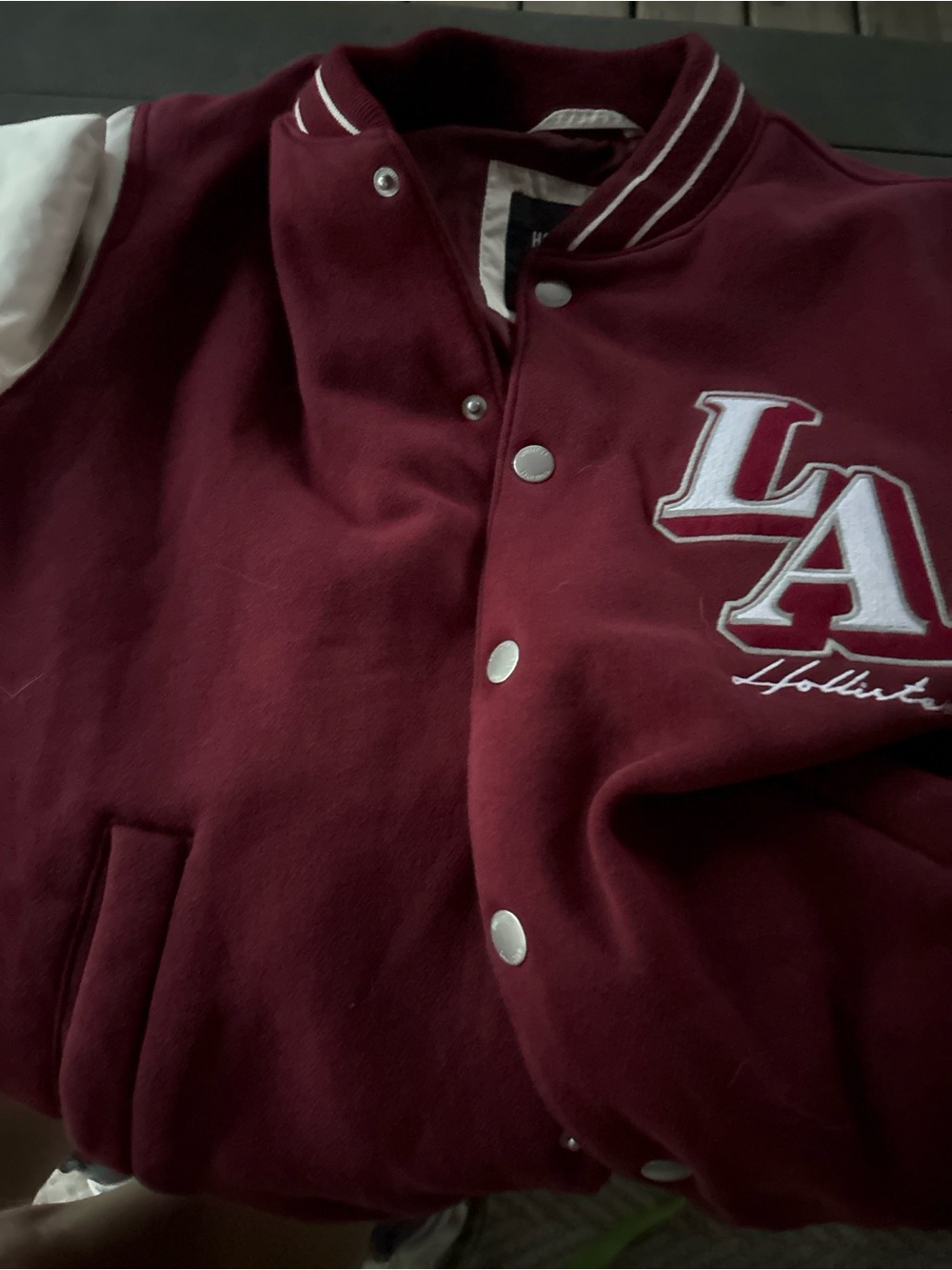 Hollister Maroon and Cream LA Varsity Jacket - Picture 8 of 8